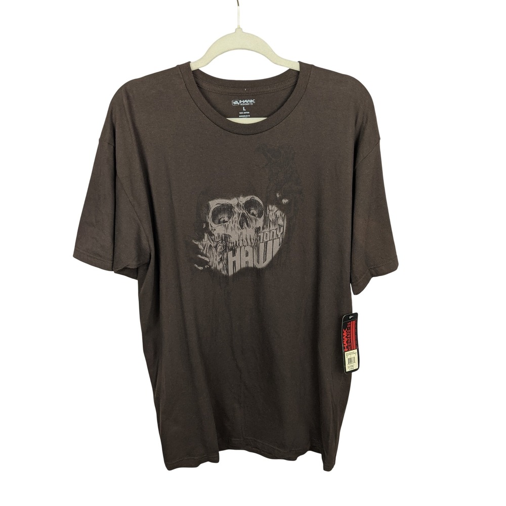 Tony Hawk Mens Brown Skull Graphic T-Shirt Cotton Short Sleeve L NEW